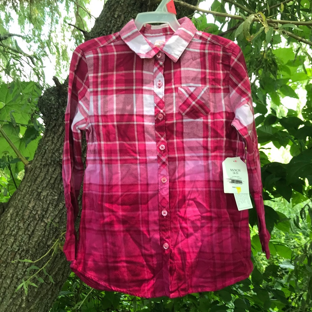 🎃NWT Button Down Western Spring Ombre Plaid Shirt